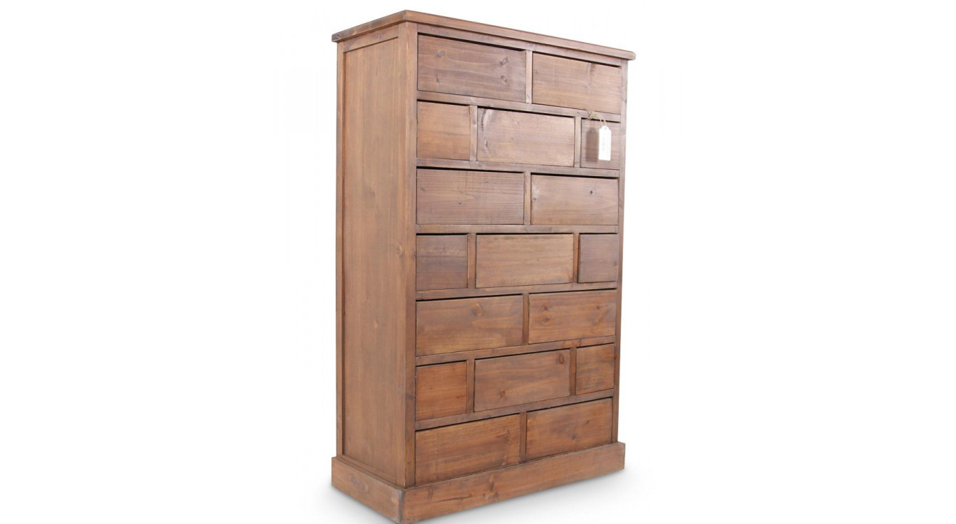 Chiffonnier 17 Schubladen Holz Nu 75.5x34x116cm