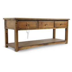 Table Basse 3 Tiroirs Bois 110x38x45cm