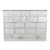 Commode Grainetier 18 Tiroirs Bois Cerusé Blanc 120x35x85cm