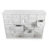 Commode Grainetier 18 Tiroirs Bois Cerusé Blanc 120x35x85cm