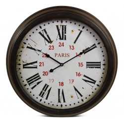 Horloge Ancienne Murale Paris Métal Blanc 58cm