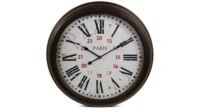 Horloge Ancienne Murale Paris Métal Blanc 58cm