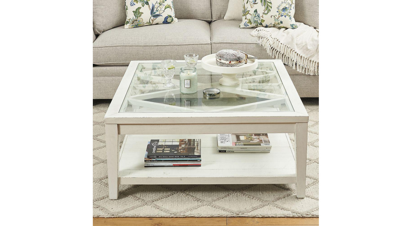 Table Basse Bois Blanc 100x100x45cm