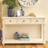 Console 3 Tiroirs Bois Blanc 128x38x80cm