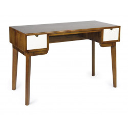 Bureau 2 Tiroirs Bois Bronze Marron 120x55x76cm