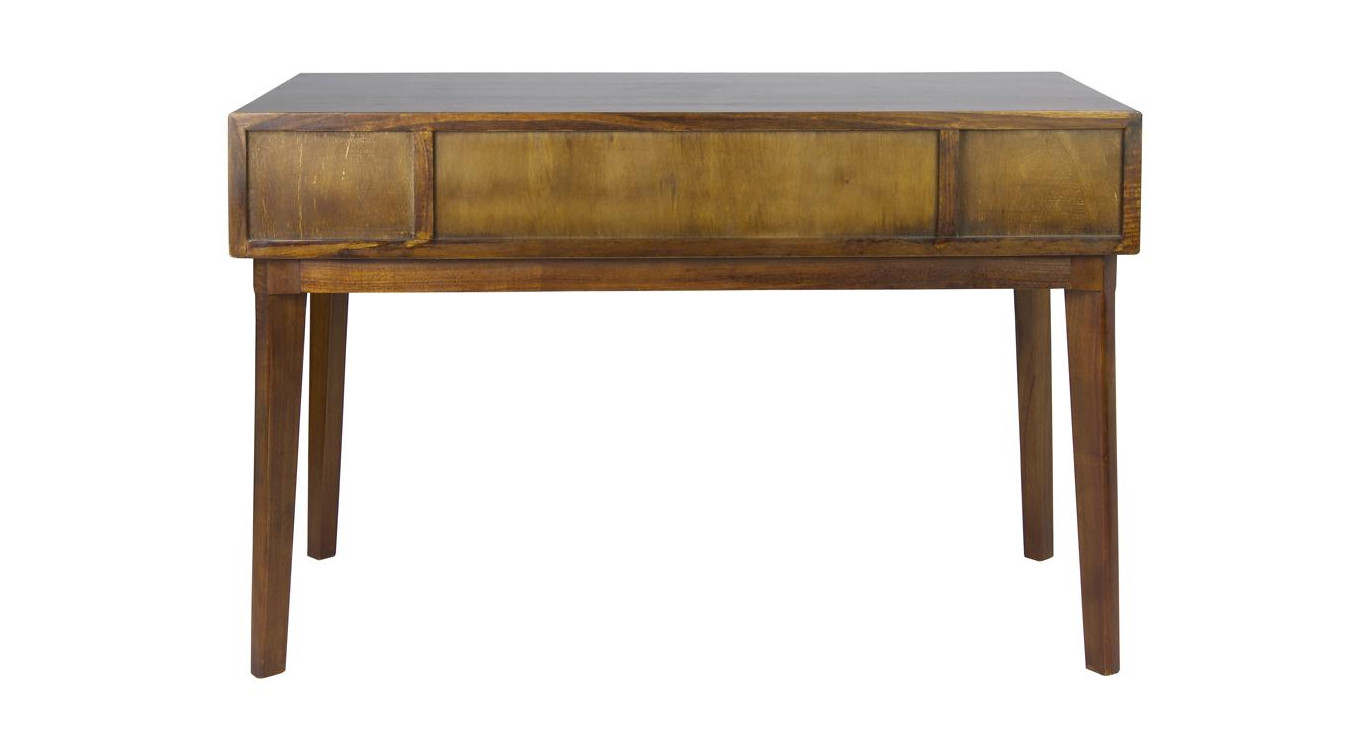 Bureau 2 Tiroirs Bois Bronze Marron 120x55x76cm