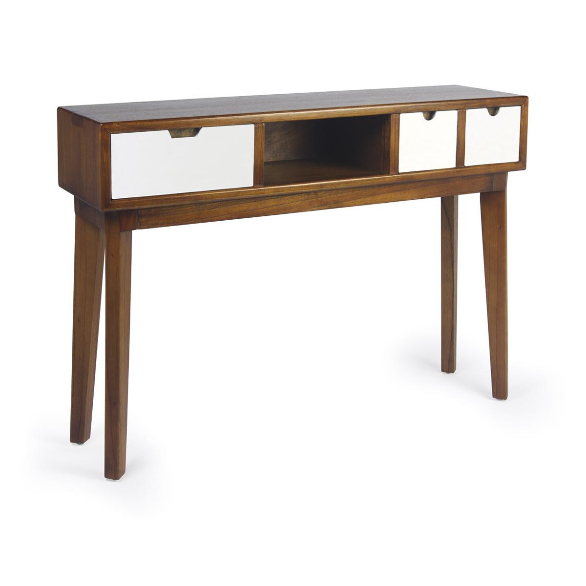 Console 3 Tiroirs Bois Bronze Marron 110x30x80cm