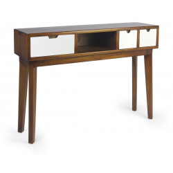 Console 3 Tiroirs Bois Bronze Marron 110x30x80cm