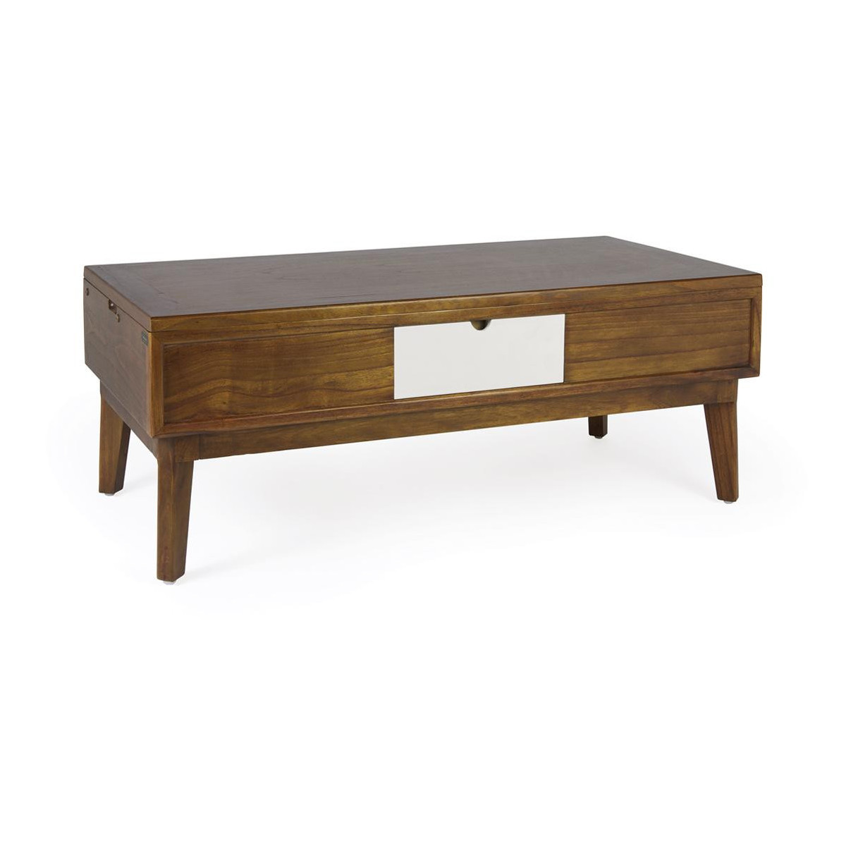 Table Basse 2 Tiroirs Bois Bronze Marron 115x60x45cm