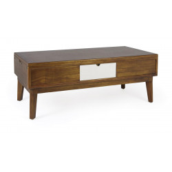 Table Basse 2 Tiroirs Bois Bronze Marron 115x60x45cm