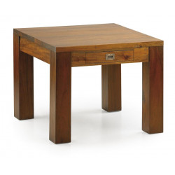 Table Basse 1 Tiroir Bois Bronze Marron 60x60x42cm