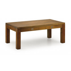 Couchtisch 2 Schubladen Holz Bronze Braun 110x55x42cm