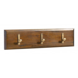 Kleiderhaken Garderobe 3 Haken Holz Bronze Braun 60x10x15cm