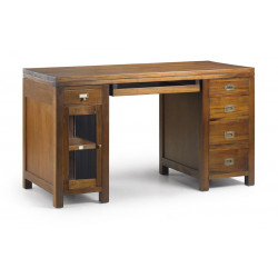 Bureau 5 Tiroirs Bois Bronze Marron 140x60x78cm