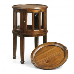 Console Ronde Bois Bronze Marron 50x50x78cm