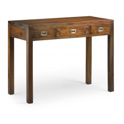 Bureau 3 Tiroirs Bois Bronze Marron 105x50x80cm