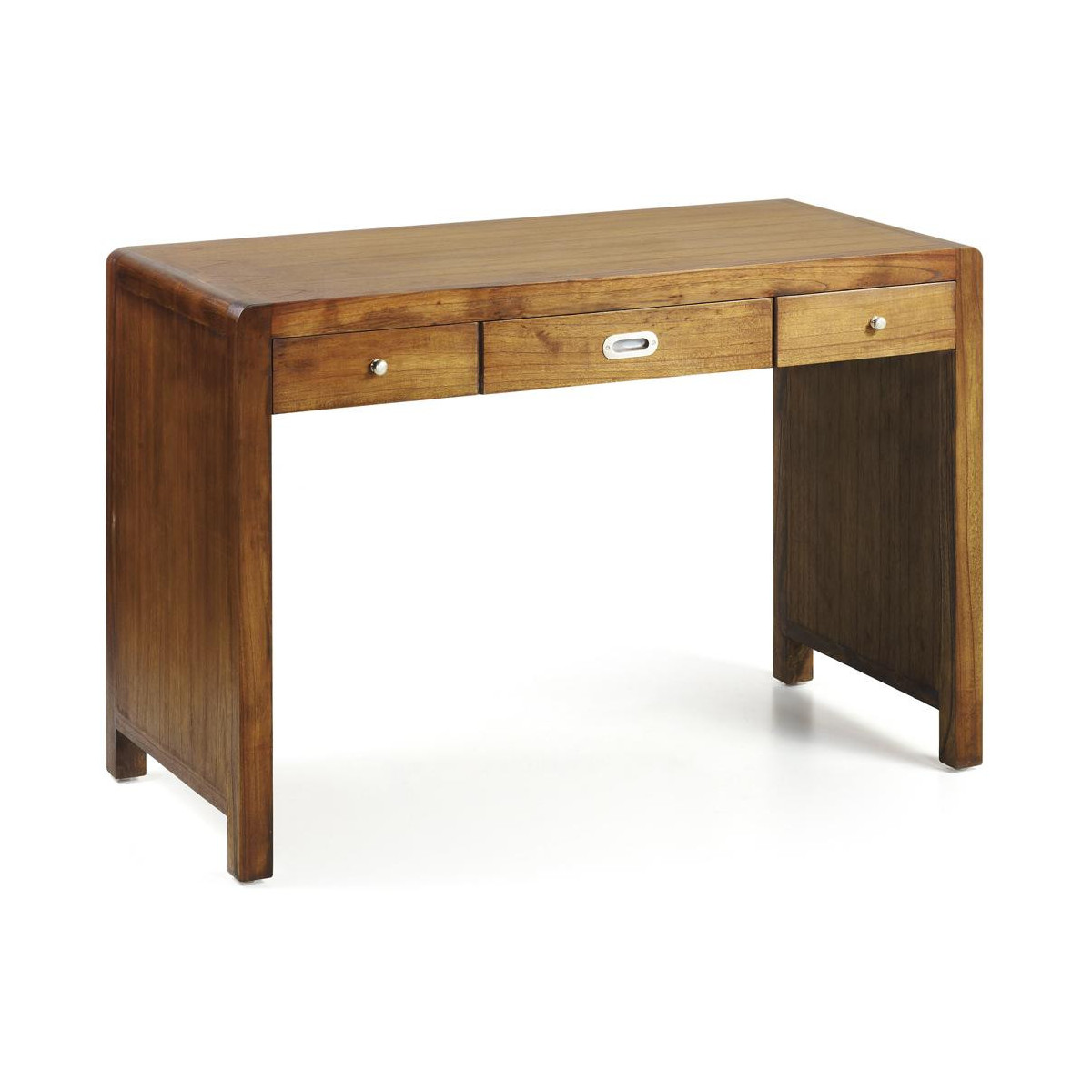 Bureau 3 Tiroirs Bois Bronze Marron 110x55x78cm