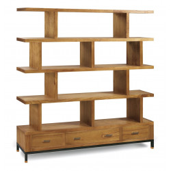 Bücherregal 3 Schubladen Holz Metal Braun 160x35x170cm