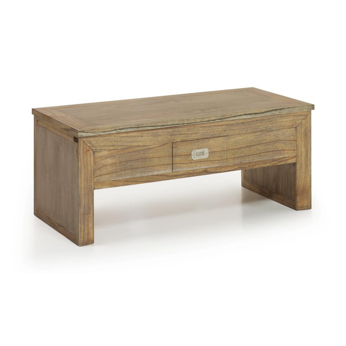 Table Basse 2 Tiroirs Bois Bronze Marron 110x55x45cm