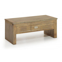 Table Basse 2 Tiroirs Bois Bronze Marron 110x55x45cm