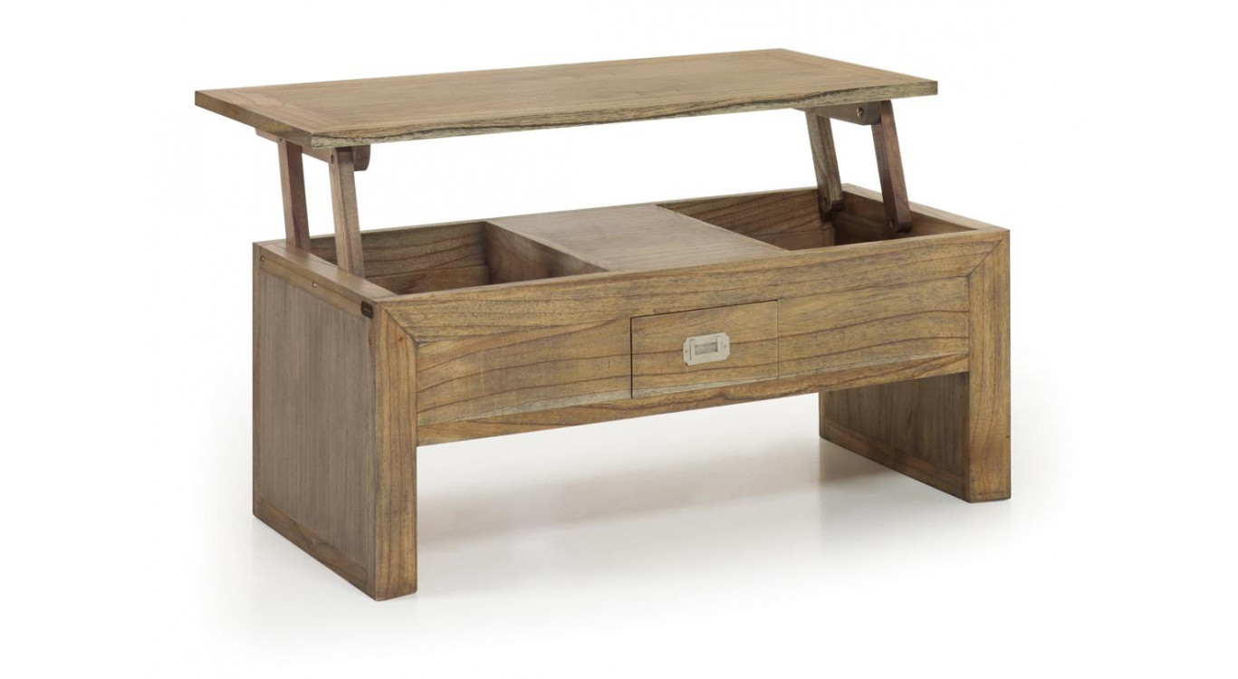 Couchtisch 2 Schubladen Holz Bronze Braun 110x55x45cm