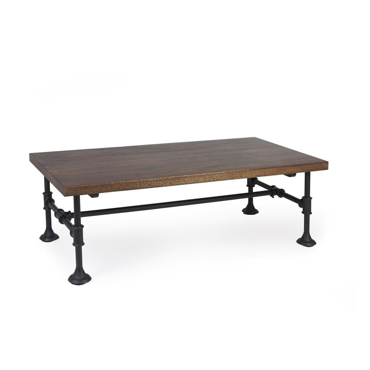 Table Basse Bois Metal Marron 120x60x40cm