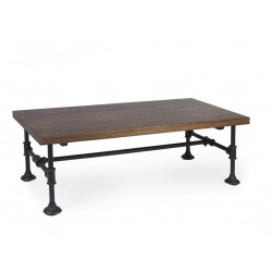 Table Basse Bois Metal Marron 120x60x40cm