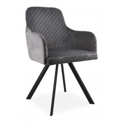 Fauteuil Polyester Métal Gris 58x55x83cm