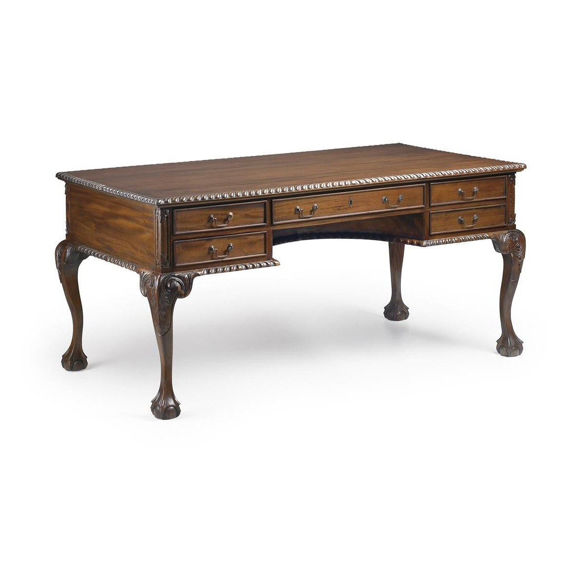 Bureau 5 Tiroirs Bois Bronze Marron 160x80x79cm