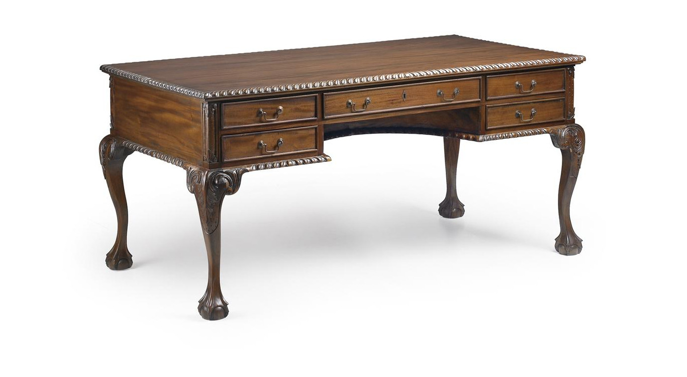 Bureau 5 Tiroirs Bois Bronze Marron 160x80x79cm