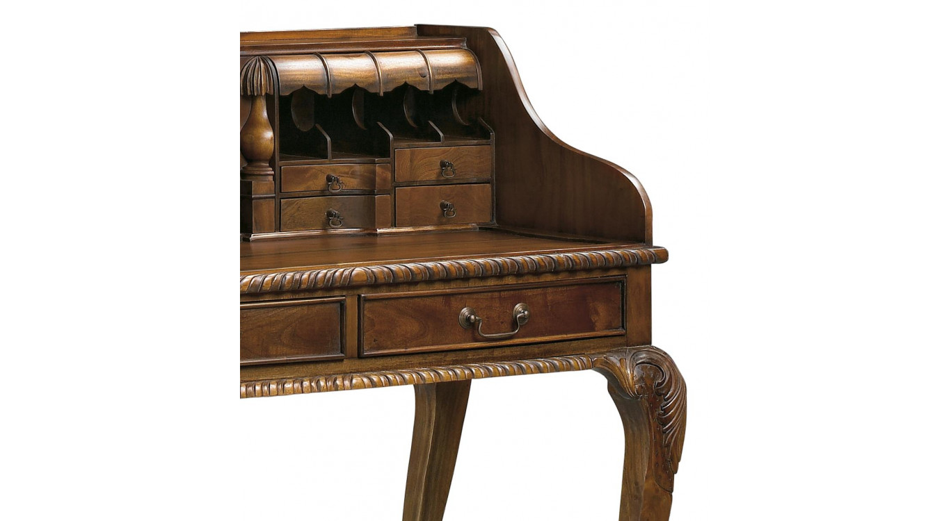 Bureau 10 Tiroirs Bois Bronze Marron 105x65x107cm