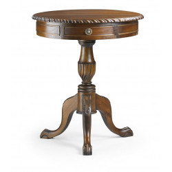 Console Ronde 2 Tiroirs Bois Bronze Marron 60x60x70cm