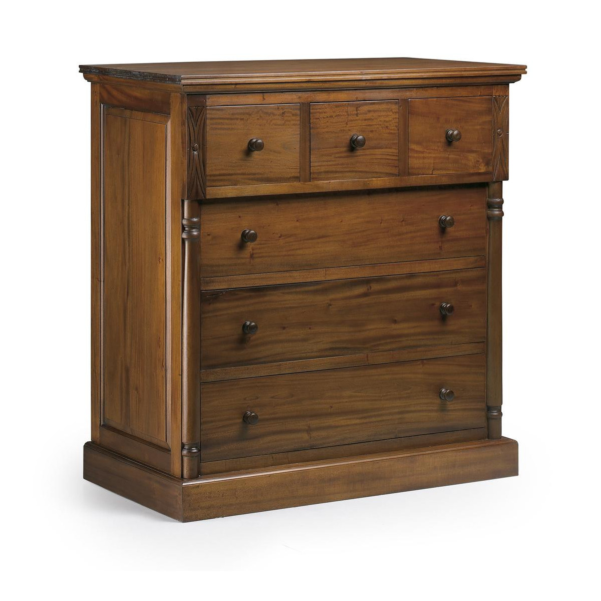 Commode 6 Tiroirs Bois Marron 105x55x110cm