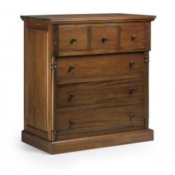 Commode 6 Tiroirs Bois Marron 105x55x110cm