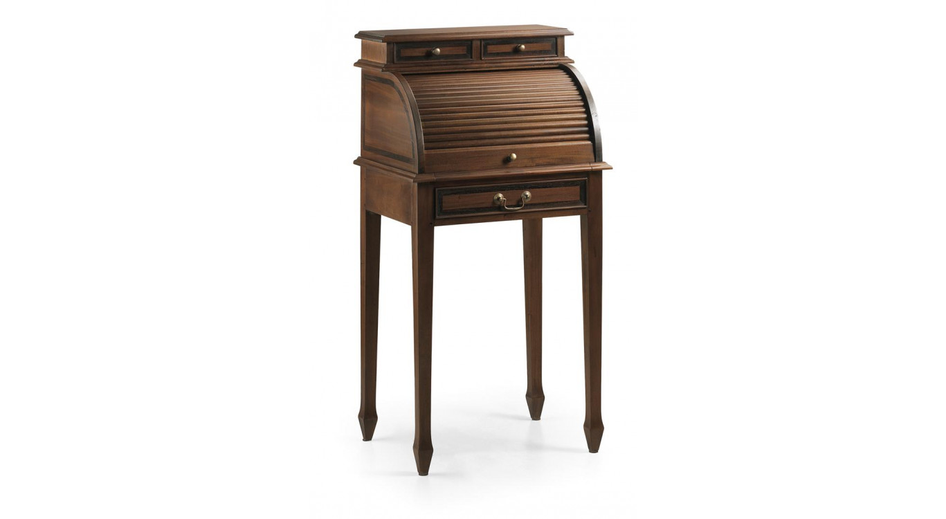 Bureau 5 Tiroirs Bois Bronze Marron 55x45x110cm