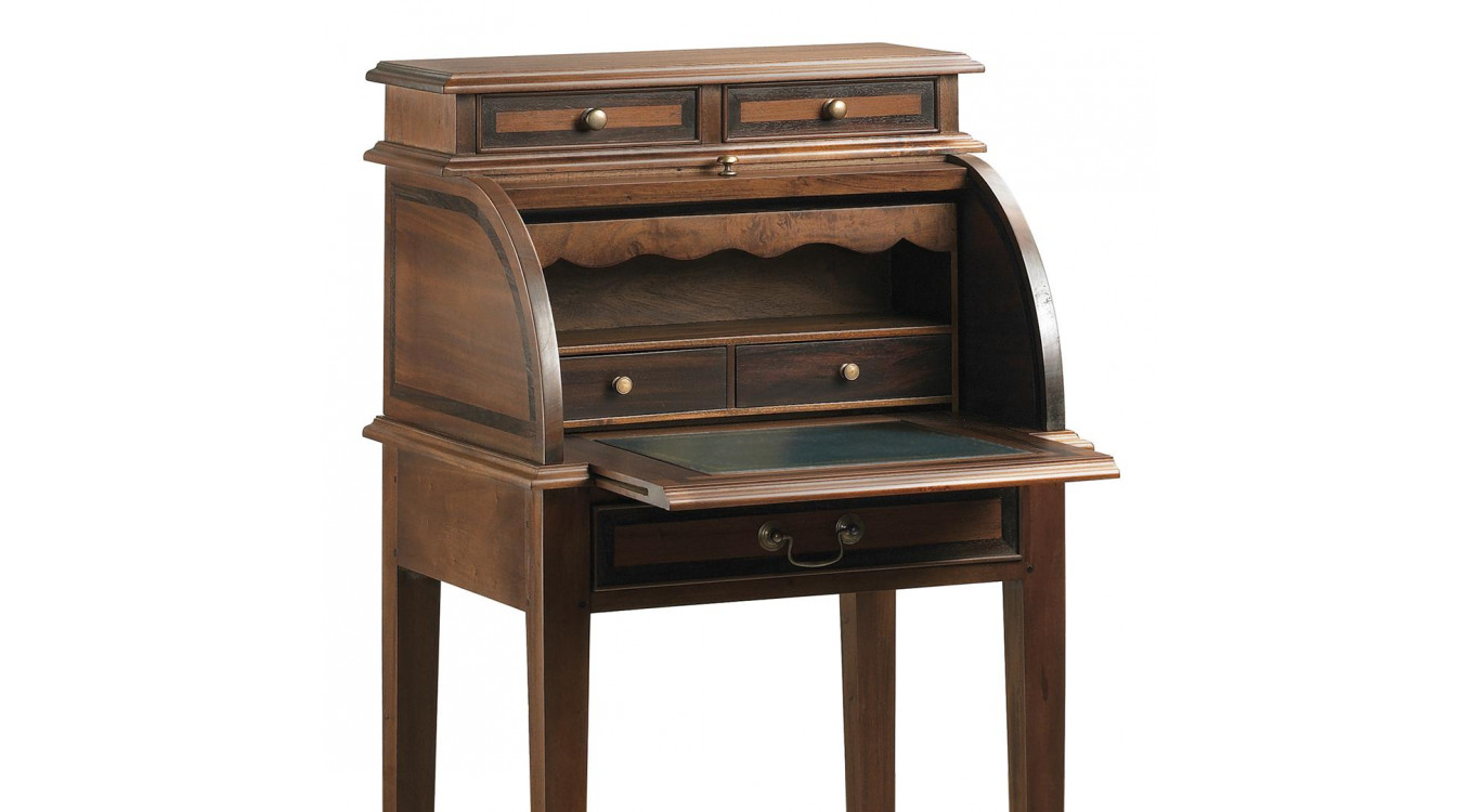 Bureau 5 Tiroirs Bois Bronze Marron 55x45x110cm