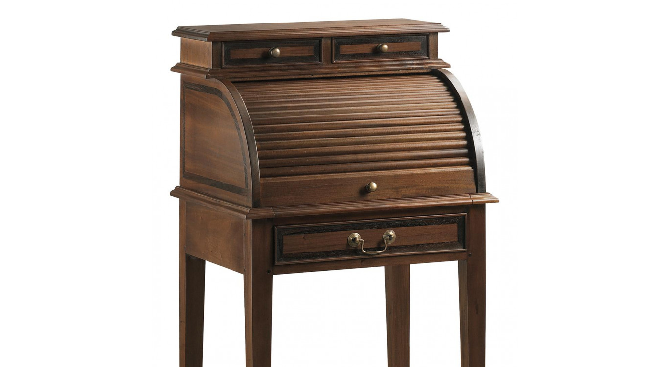 Bureau 5 Tiroirs Bois Bronze Marron 55x45x110cm