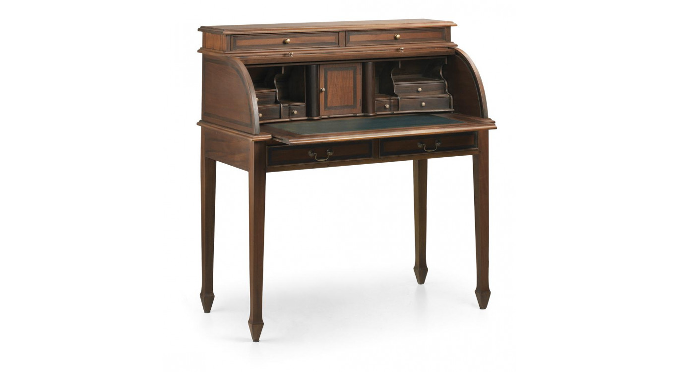 Bureau 10 Tiroirs Bois Bronze Marron 103x57x115cm