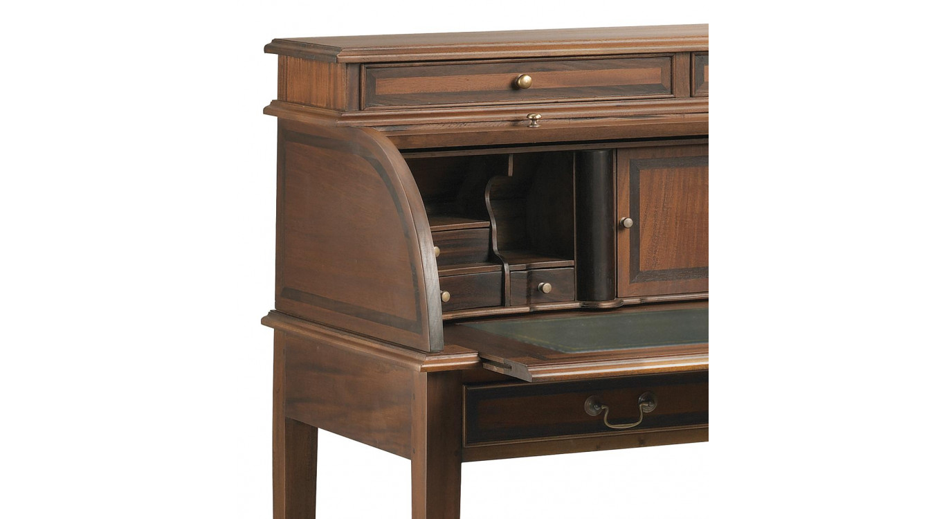 Bureau 10 Tiroirs Bois Bronze Marron 103x57x115cm