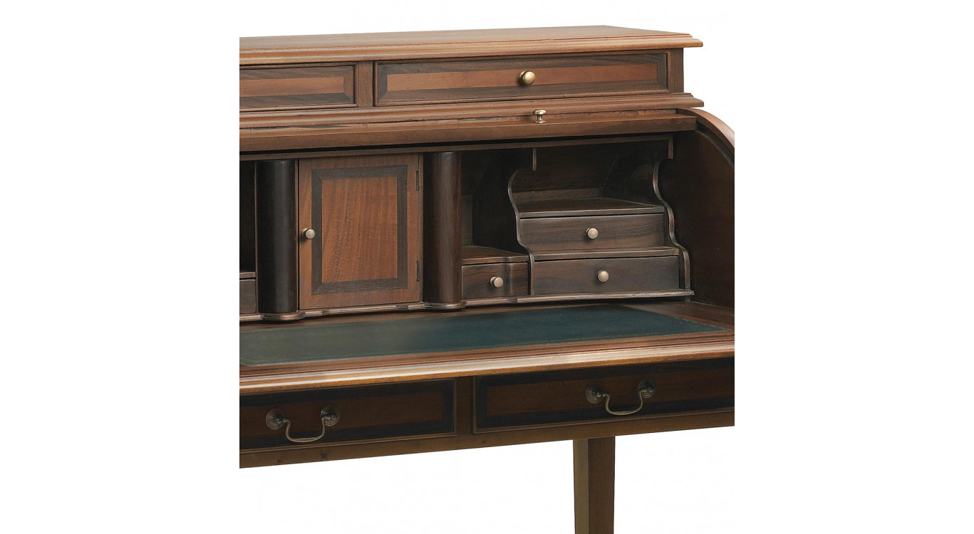 Bureau 10 Tiroirs Bois Bronze Marron 103x57x115cm