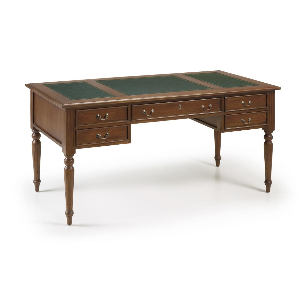 Bureau 5 Tiroirs Bois Bronze Marron 160x80x79cm