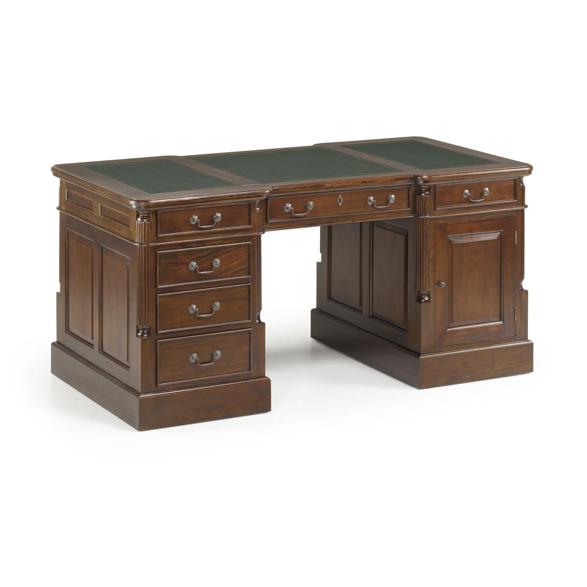 Bureau 6 Tiroirs Bois Bronze Marron 160x80x80cm