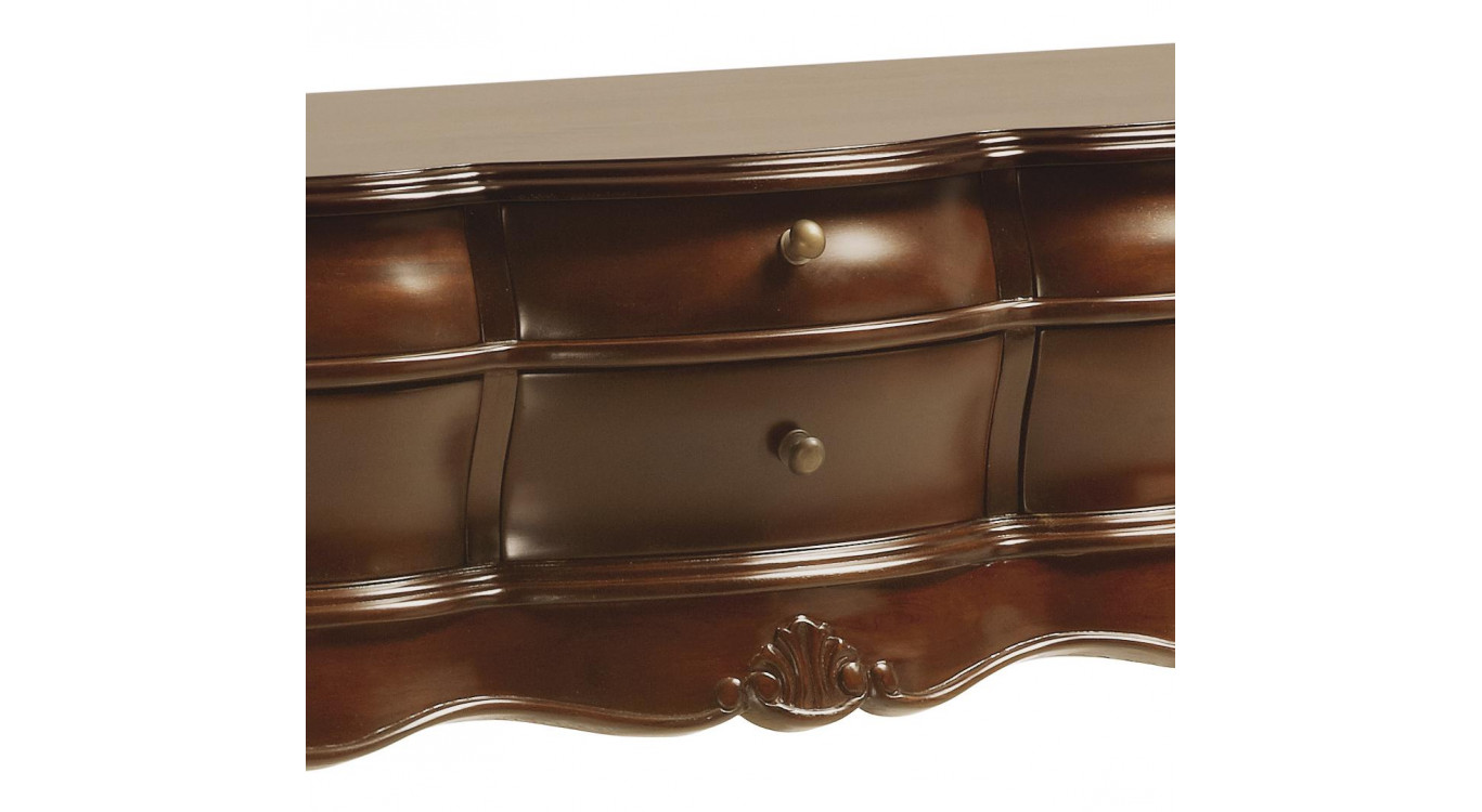 Console 6 Tiroirs Bois Bronze Marron 108x40x78cm