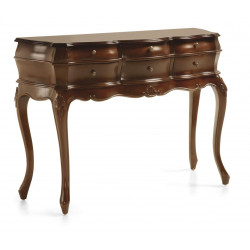 Console 6 Tiroirs Bois Bronze Marron 108x40x78cm