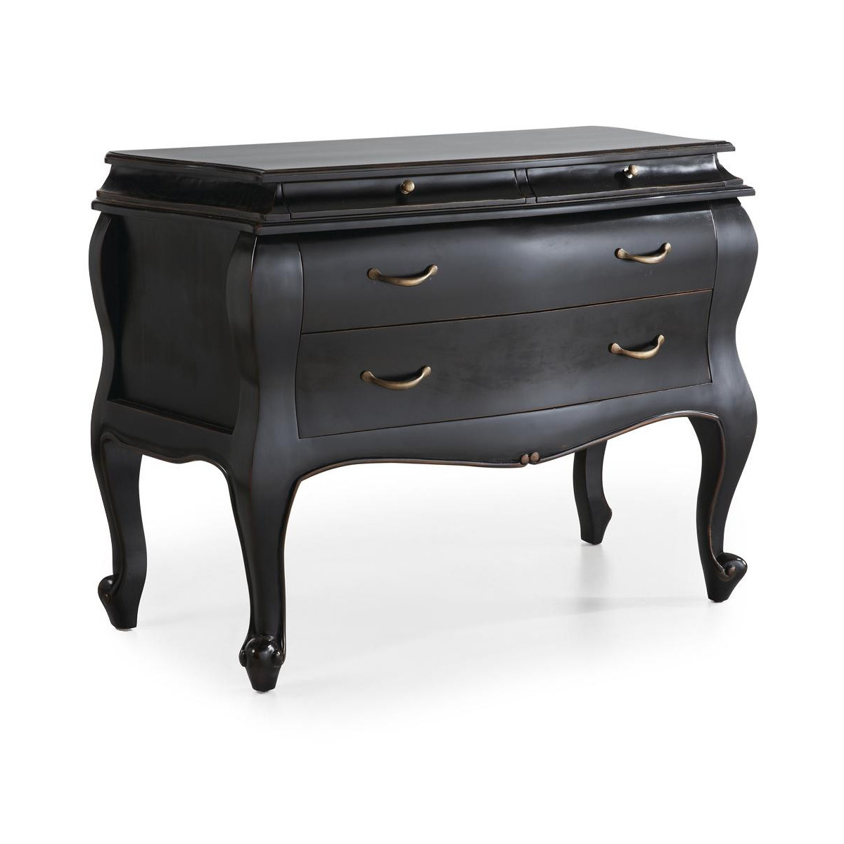 Commode 4 Tiroirs Bois Bronze Noir 110x55x80cm