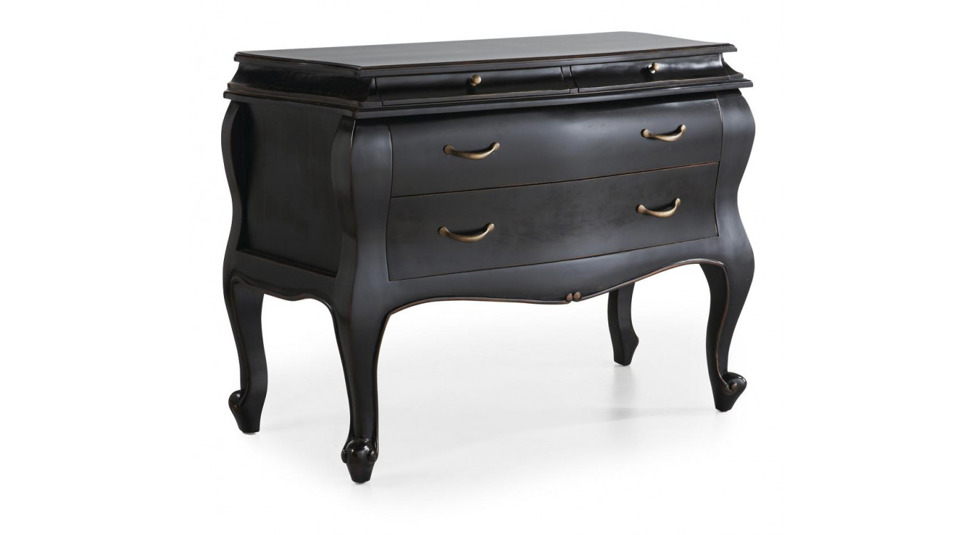 Commode 4 Tiroirs Bois Bronze Noir 110x55x80cm