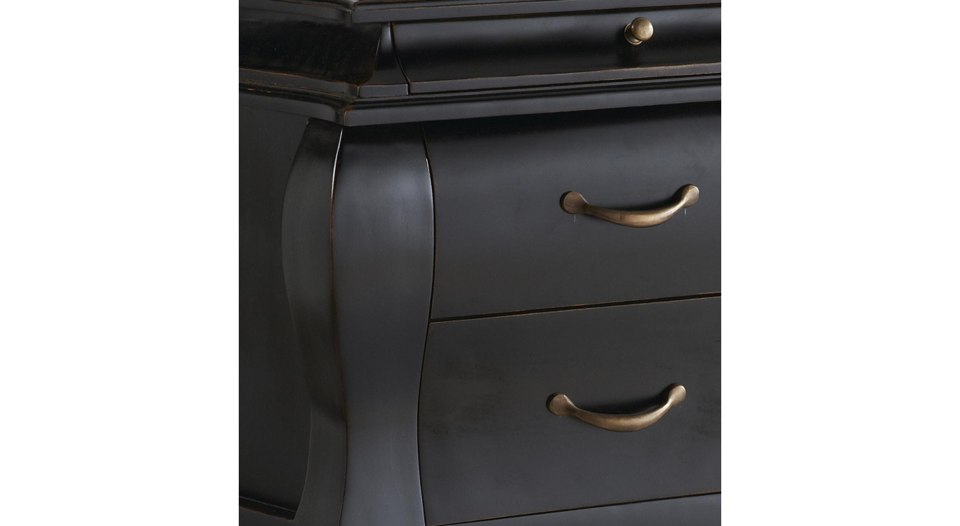 Commode 4 Tiroirs Bois Bronze Noir 110x55x80cm