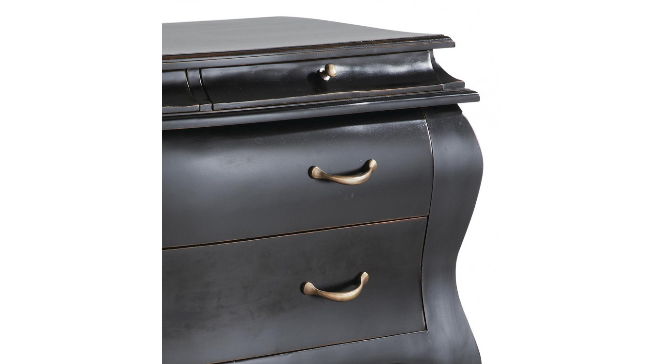 Commode 4 Tiroirs Bois Bronze Noir 110x55x80cm