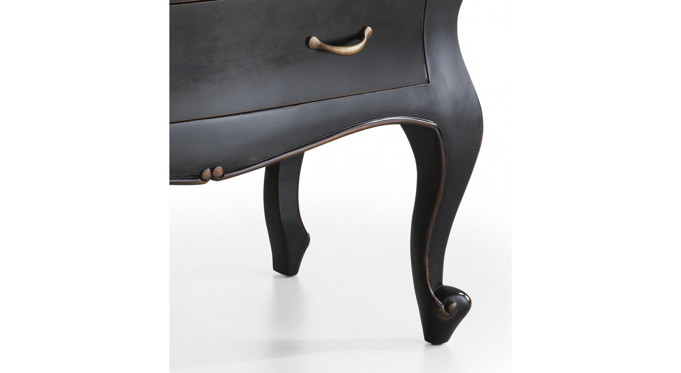 Commode 4 Tiroirs Bois Bronze Noir 110x55x80cm