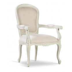 Fauteuil Bois Polyester Blanc 66x60x96cm